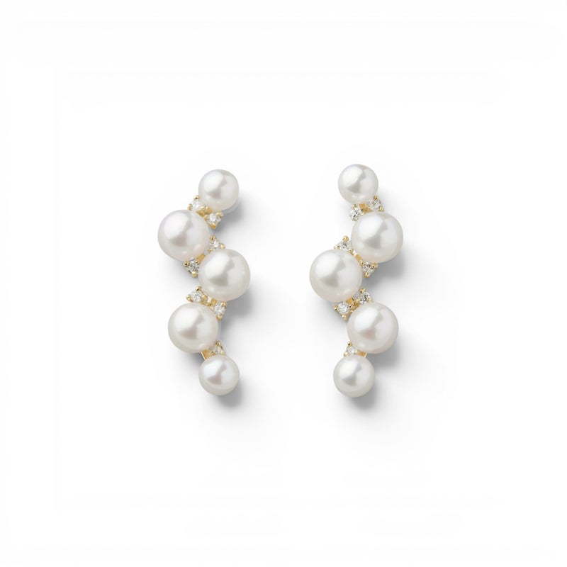 Petit Claire あこや真珠 ピアス　3.5-5.0mm PT900/K18YG