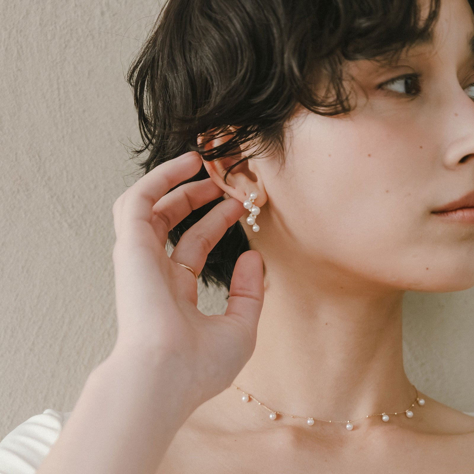 Petit Claire あこや真珠 ピアス　3.5-5.0mm PT900/K18YG