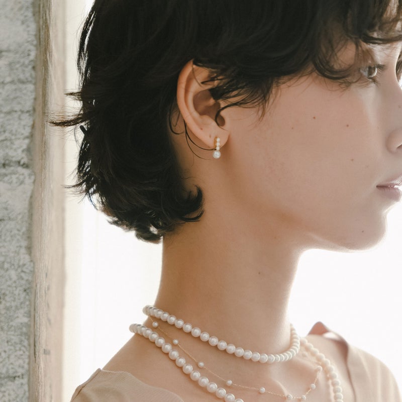 Petit Claire あこや真珠 ピアス　4.5-5.0mm PT900/K18YG
