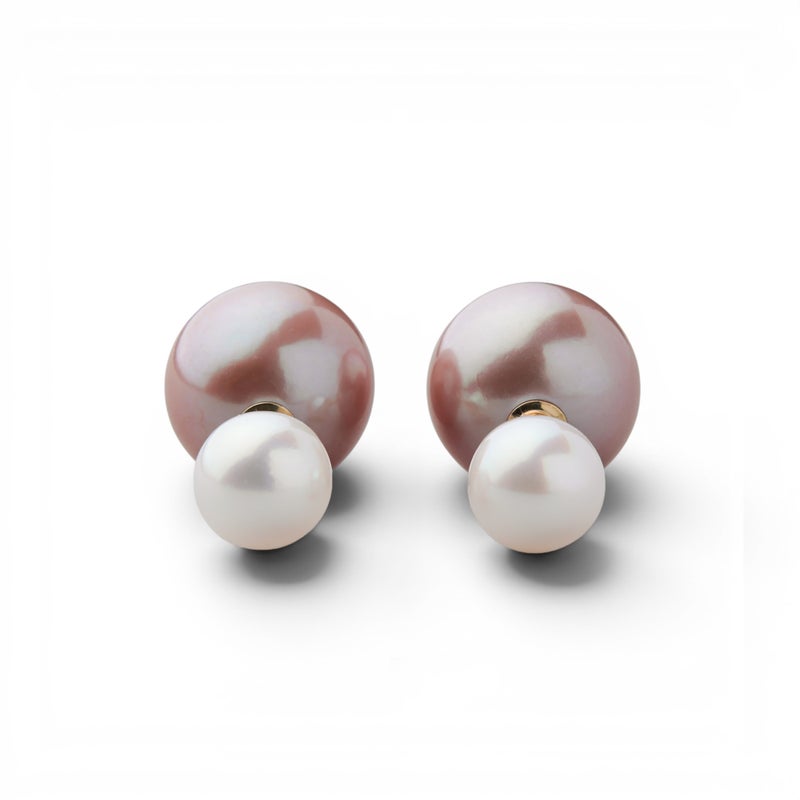 あこや真珠/淡水真珠 パールキャッチ&ピアス　7.0-7.5mm/11mmUP K18YG