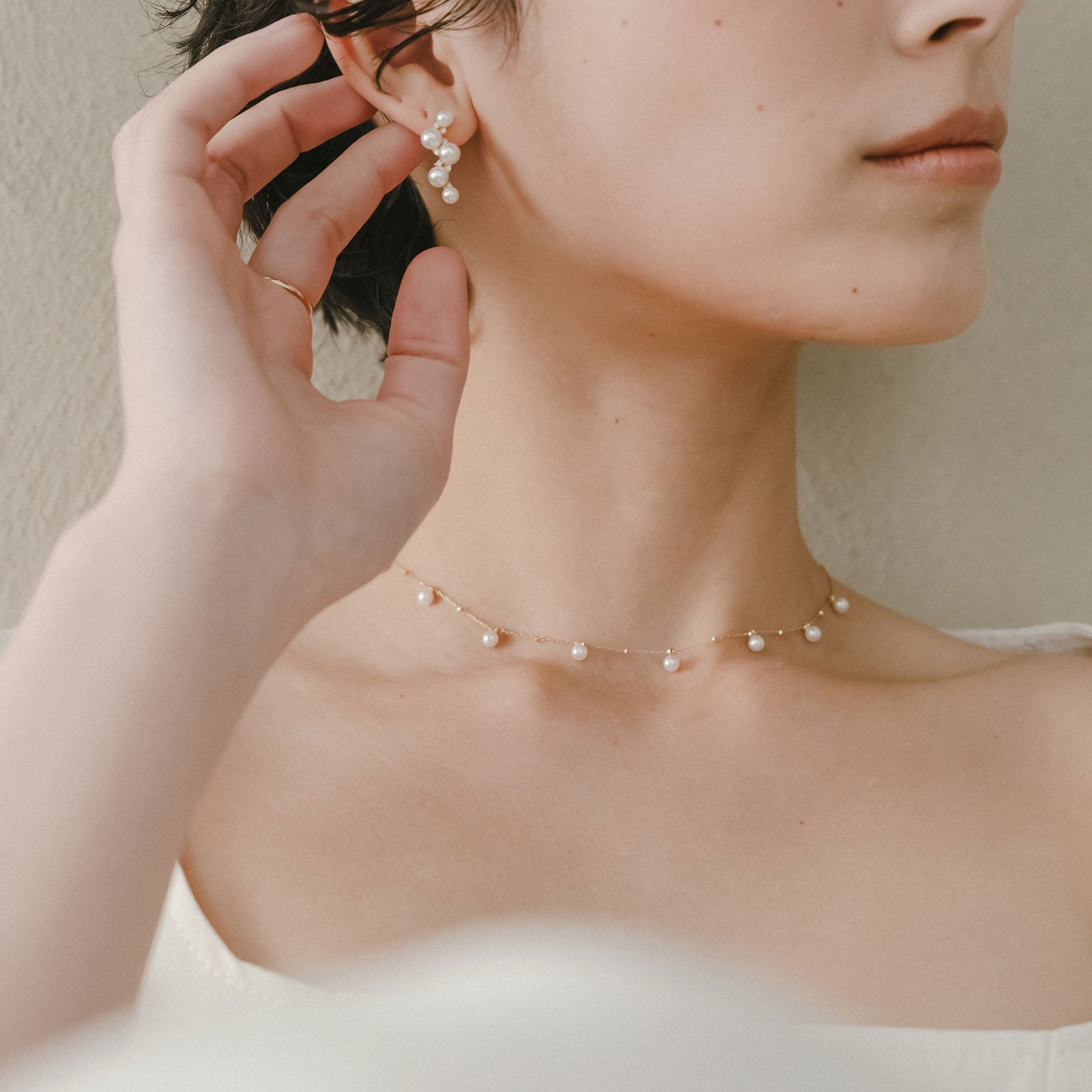 あこや真珠 ステーションネックレス　3.5-4.0mm K18YG